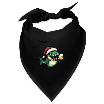 Piranha Fische Weihnachten Bier - Bandana Dreieckstuch - Schwarz - Vorne