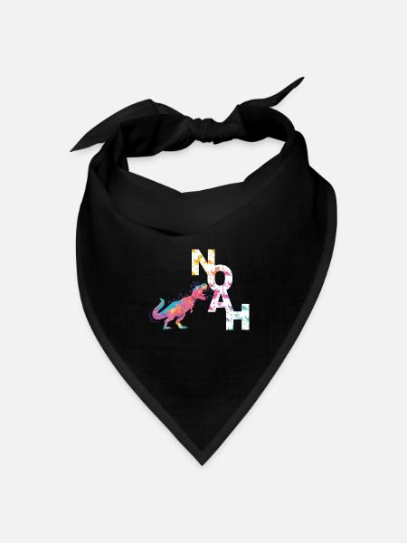 Noah - Schöner Jungen Name mit coolen Dinos - Bandana Dreieckstuch - Schwarz