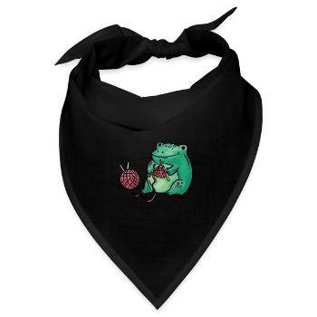 Frosch Stricken Handarbeit - Bandana Dreieckstuch - Schwarz - Vorne