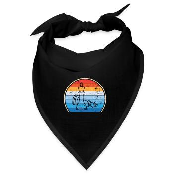 Retro Schachbrett Schachfigur Schachmatt Schach - Bandana Dreieckstuch - Schwarz - Vorne