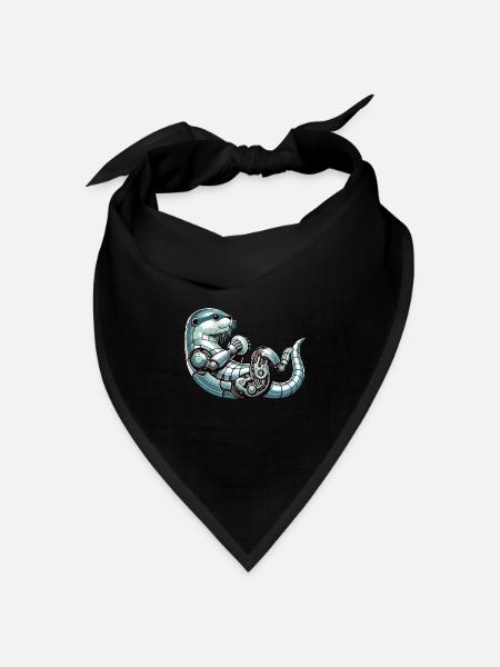 Otter Roboter, Robootter, Roboter-Otter - Bandana Dreieckstuch - Schwarz
