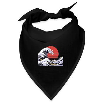 Big Wave Vaporwave Aesthetic 80s Anime Fashion - Bandana Dreieckstuch - Schwarz - Vorne