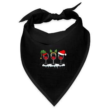 Weinglas Weihnachtsmütze Weintrinker Xmas - Bandana Dreieckstuch - Schwarz - Vorne