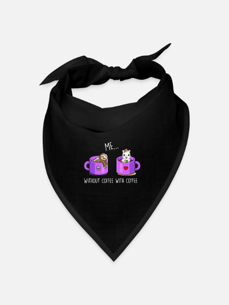 Ich ohne Kaffee Ich mit Kaffee Faultier Einhorn - Bandana Dreieckstuch - Schwarz