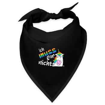 Lustiges böses Einhorn, ich muss gar nichts - Bandana Dreieckstuch - Schwarz - Vorne