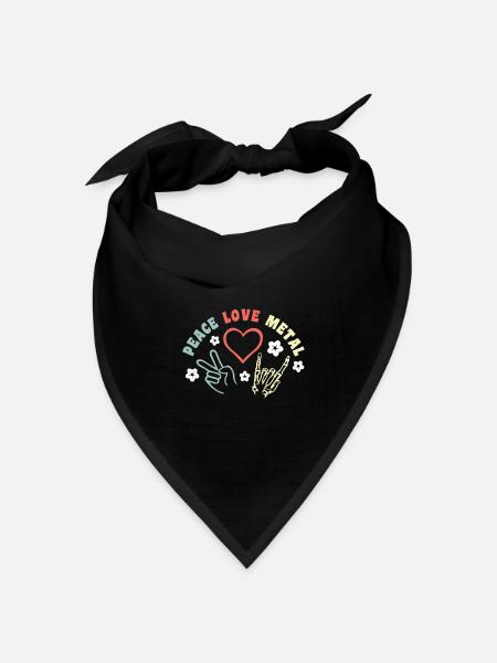 Peace Love Metal - Heavy Metal Musik - Bandana Dreieckstuch - Schwarz