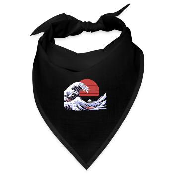 Big Wave Vaporwave Aesthetic 80s Anime Fashion - Bandana Dreieckstuch - Schwarz - Vorne