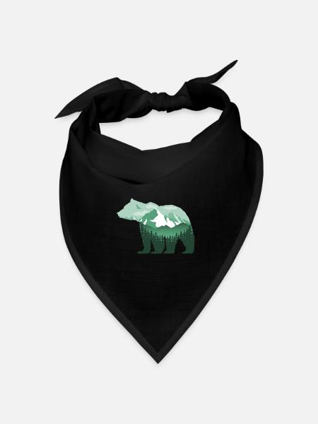 grizzly-bär grün natur berge gebirge T-Shirt - Bandana Dreieckstuch - Schwarz