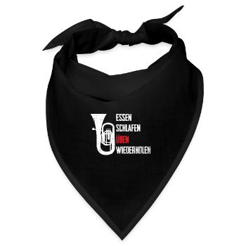 Essen Schlafen Tuba üben Wiederholen - Bandana Dreieckstuch - Schwarz - Vorne