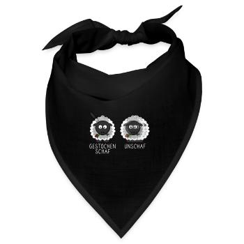 Schaf Unschaf Gestochen Schaf Schafe Brillenträger - Bandana Dreieckstuch - Schwarz - Vorne