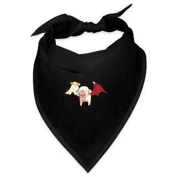 Himmlisch satanisches Schwein Engel Teufel - Bandana Dreieckstuch - Schwarz - Vorne