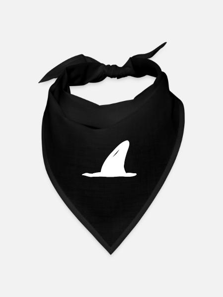 Hai Flosse, Haifischflosse Shirt Shark Kinder Kids - Bandana Dreieckstuch - Schwarz