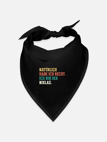 Niklas Lustiger Spruch Vorname Name Niklas - Bandana Dreieckstuch - Schwarz