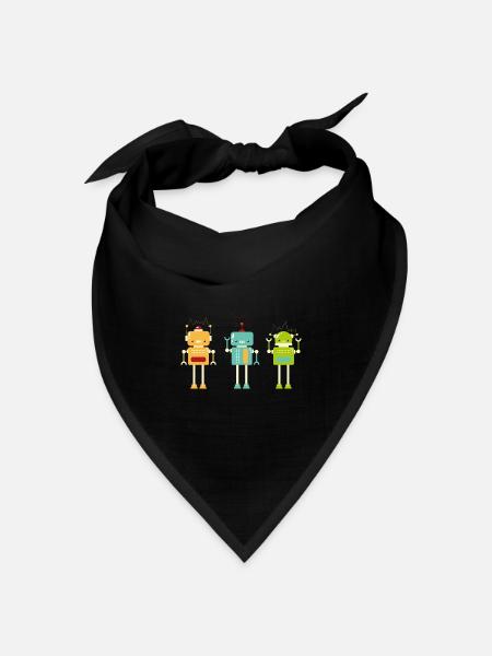Funny Robot Technology Cute Colorful Robots - Bandana Dreieckstuch - Schwarz