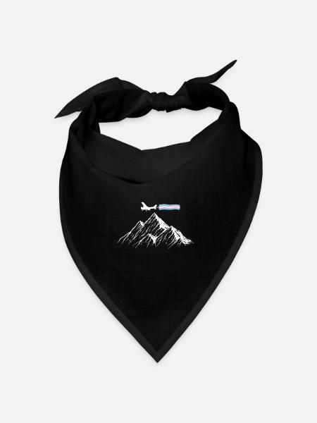 Berg Flugzeug Trans Flagge Transsexuell - Bandana Dreieckstuch - Schwarz