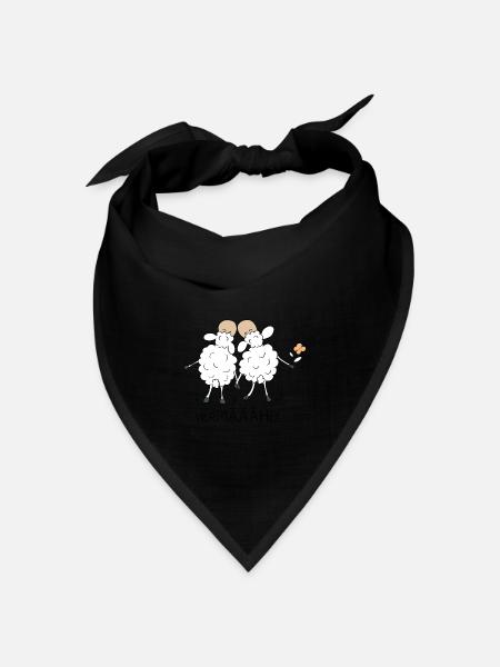 Schafe - Hochzeit - Wortspiel - Bandana Dreieckstuch - Schwarz