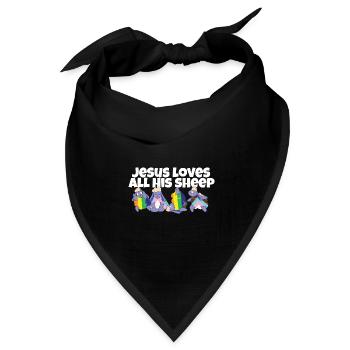 Jesus Loves All His Sheep LGBTQ Proud Ally Gay - Bandana Dreieckstuch - Schwarz - Vorne