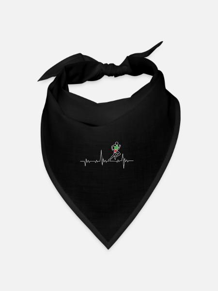 Running Laufen Marathon Läufer Herzschlag Geschenk - Bandana Dreieckstuch - Schwarz