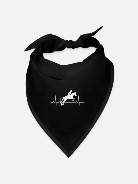 Reiter Herzschlag – EKG mit Springreiter - Bandana Dreieckstuch - Schwarz