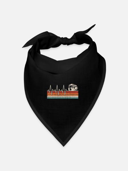 Kamera Fotograf Herzschlag - Bandana Dreieckstuch - Schwarz