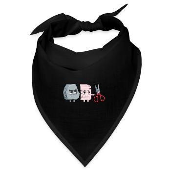 Lustiges Humorvolles Stein Schere Papier - Bandana Dreieckstuch - Schwarz - Vorne