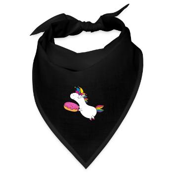 Einhorn Fasching Narrenkappe Faschingskrapfen - Bandana Dreieckstuch - Schwarz - Vorne