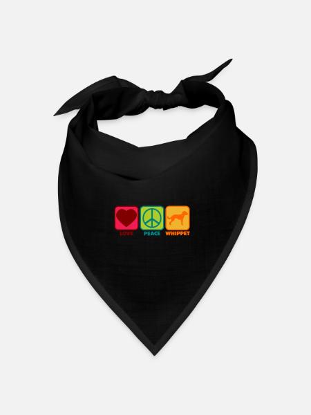 Bedlington Whippet Hund Mom Peace Love - Bandana Dreieckstuch - Schwarz