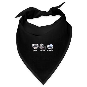 Essen Zocken Schlafen Gamer Gaming Waschbär - Bandana Dreieckstuch - Schwarz - Vorne