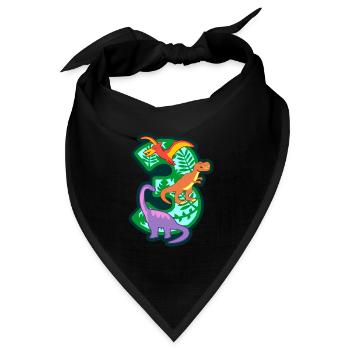 Dinosaurier 3. Geburtstagsparty Nummer 3 - 3 Jahre - Bandana Dreieckstuch - Schwarz - Vorne