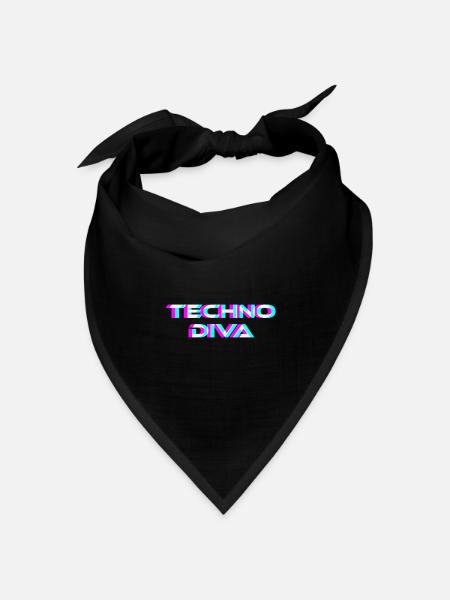 Techno Diva Rave Festival Electro Musik Raver - Bandana Dreieckstuch - Schwarz