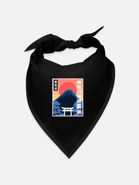 Retro Vintage Japan Art Style japanische Sonne Fan - Bandana Dreieckstuch - Schwarz