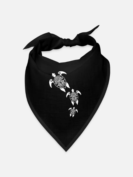 Maori Schildkröten Gruppe Tattoo Geschenk Idee - Bandana Dreieckstuch - Schwarz