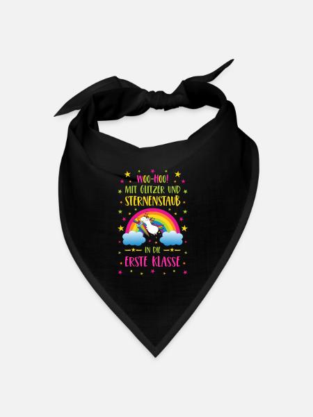 Einhorn Glitzer und Sternenstaub in Erste Klasse - Bandana Dreieckstuch - Schwarz