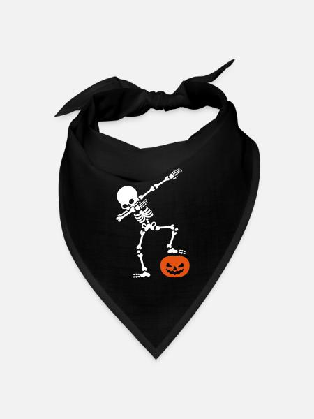 DABBING Skelett DAB Kürbiskopf Halloween - Bandana Dreieckstuch - Schwarz