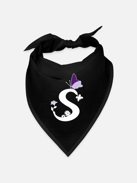 Schmetterling Dekoration Buchstabe Initiale S - Bandana Dreieckstuch - Schwarz