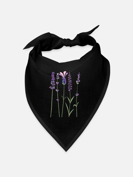 Lavendel Lila Violett Provence Lavender Botanic - Bandana Dreieckstuch - Schwarz