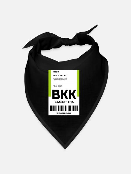Flughafen Reise Etikett Aufkleber Bangkok BKK - Bandana Dreieckstuch - Schwarz