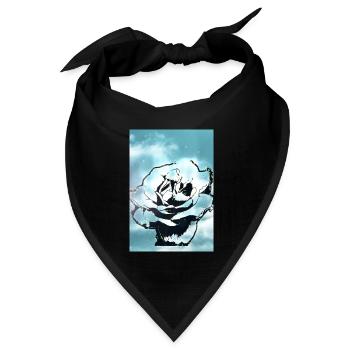 Blue Sky Blume - Bandana Dreieckstuch - Schwarz - Vorne