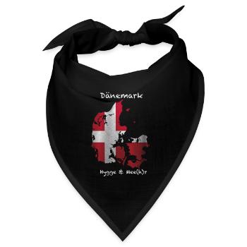Dänemark Hygge & Mee(h)r dänische Flagge - Bandana Dreieckstuch - Schwarz - Vorne