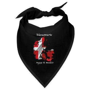Dänemark Hygge & Mee(h)r Flagge Stoff - Bandana Dreieckstuch - Schwarz - Vorne