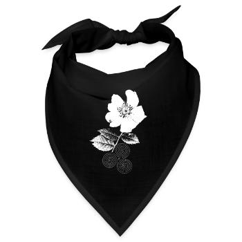 Wildrose mit Triskelion Spirale Trinity Flower - Bandana Dreieckstuch - Schwarz - Vorne