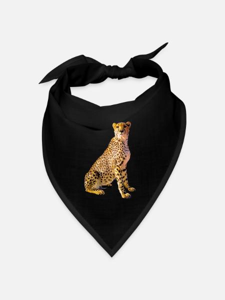 Gepardenporträt Goldene Flecken - Bandana Dreieckstuch - Schwarz