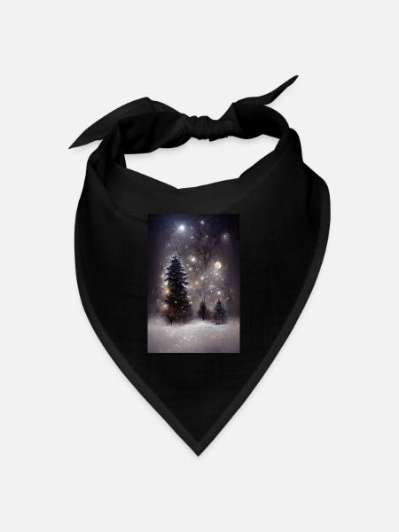 OIl Gemalter Weihnachtsbaum - Bandana Dreieckstuch - Schwarz