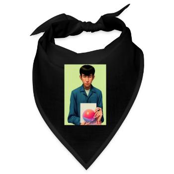 Bubble Gum Kunst Bild - Selfie Artwork on LSD - Bandana Dreieckstuch - Schwarz - Vorne