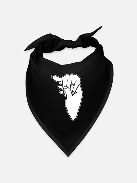 Verlobungs-Ehering-Hand - Bandana Dreieckstuch - Schwarz