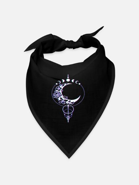 Gothic Goth Halbmond Mondphase Okkult - Bandana Dreieckstuch - Schwarz