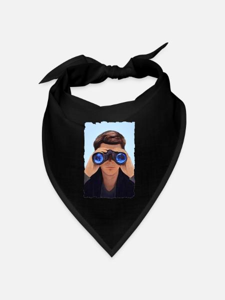 Mann hinter dem Fernglas - Bandana Dreieckstuch - Schwarz