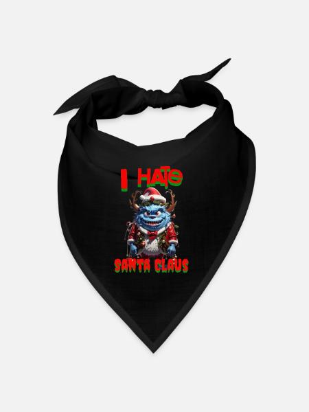 Ich hasse den Weihnachtsmann - Bandana Dreieckstuch - Schwarz