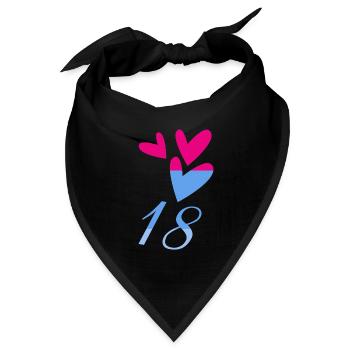 18. 18 JAHRE ALT. 18-jähriges JUBILÄUM. GEBURTSTAG 18 JAHRE. - Bandana Dreieckstuch - Schwarz - Vorne