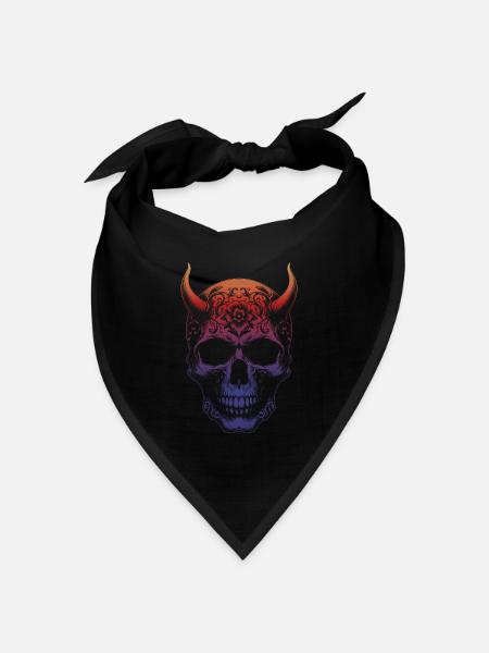 Totenkopf mit Hörnern - Bandana Dreieckstuch - Schwarz